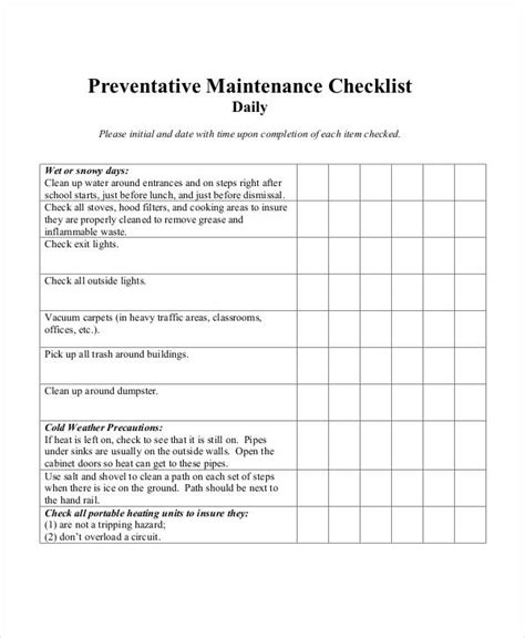 Maintenance Checklist - 25+ Examples, Format, Pdf