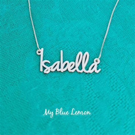 Isabella Large Name Necklace/ Silver Name necklaces delicate | Etsy