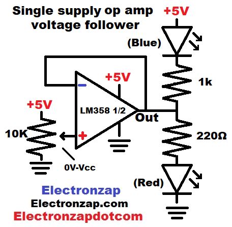 Brief Voltage Follower using Single Supply Op-Amp LM358 Operational ...