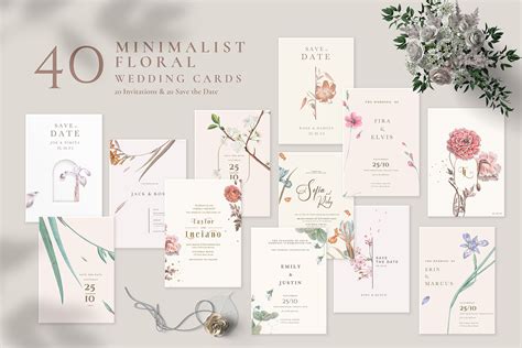 40 Minimalist Floral Wedding Cards on Behance