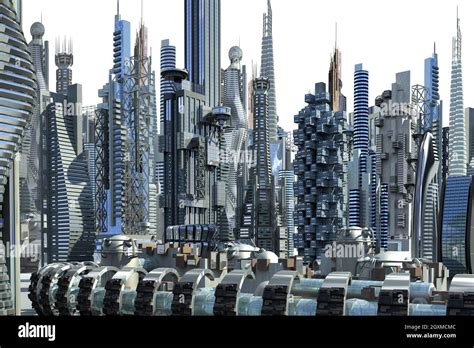 Mega city skyline futuristic architecture with metallic structures, for ...