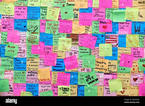 Wall covered in post-it notes. Kuala Lumpur. Malaysia Stock Photo - Alamy