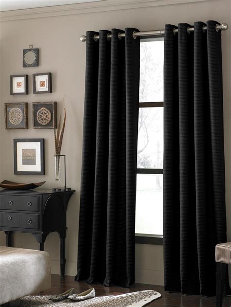 Black Fabric Curtains | Black curtains living room, Window treatments ...