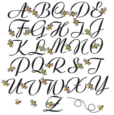 BUMBLE bee FONT Machine embroidery Designs | Etsy