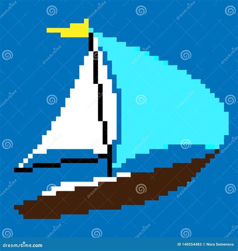 Pixel-art sailing boat stock vector. Illustration of adventure - 140554483