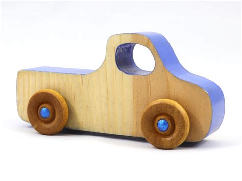 Wood Toy Pickup Truck from the Play Pal Series Blue Two Tone Body With ...