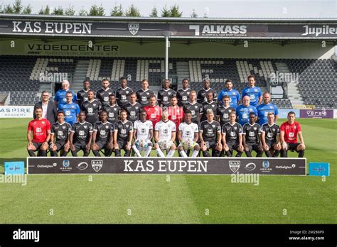 Eupen's players and staff pose for the photographer during the 2017 ...