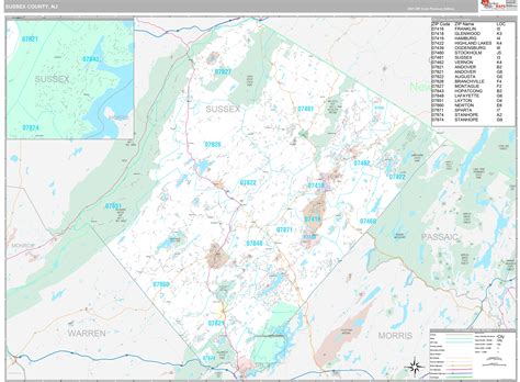 Sussex County, NJ Wall Map Premium Style by MarketMAPS - MapSales