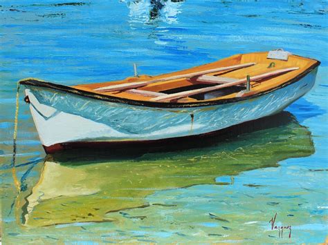 Marco A. Vazquez: rowboat oil painting