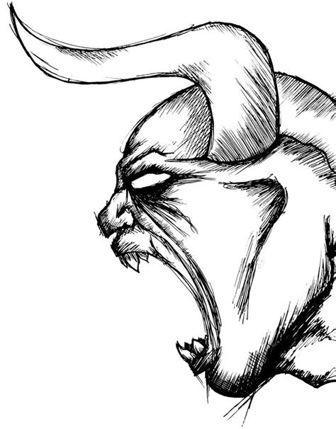 a drawing of a demon with its mouth open