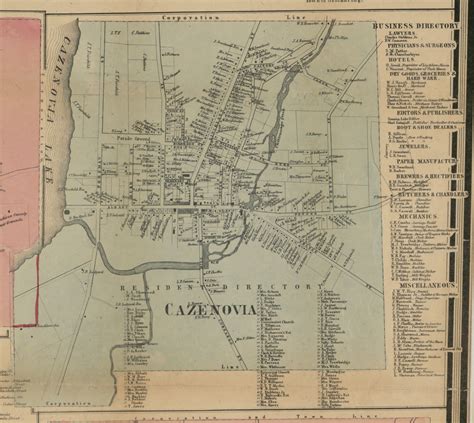 Cazenovia Village, New York 1859 Old Town Map Custom Print - Madison Co ...