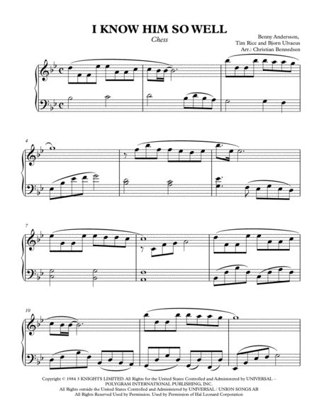 I Know Him So Well (arr. Christian Bennedsen) by Tim Rice Sheet Music ...