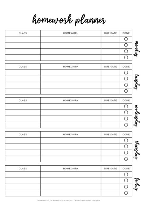 Printable Homework Planners to Help Students Get Organized