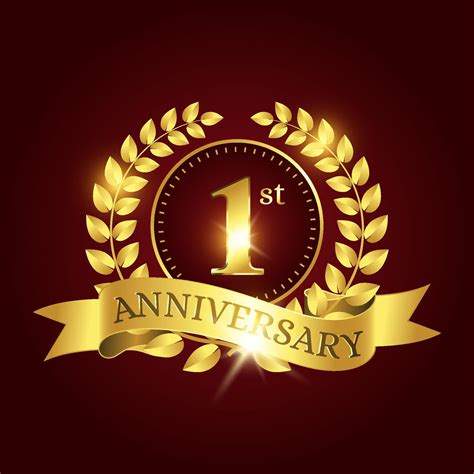 1st anniversary celebration. Luxury celebration template with golden ...