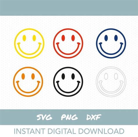 Smiley Face Colour Svg Bundle Happy Face Bundle Instant | Etsy