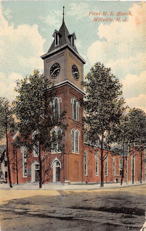 Millville New Jersey First M.E. Church General View Antique Postcard ...