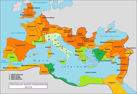 Roman Empire with provinces in 210 AD, created by Phoenician-Roman ...