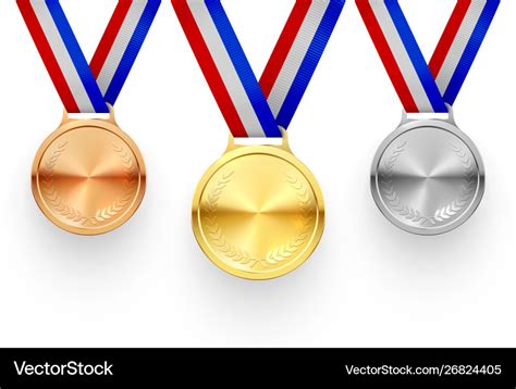 Gold silver and bronze medals on ribbons Vector Image