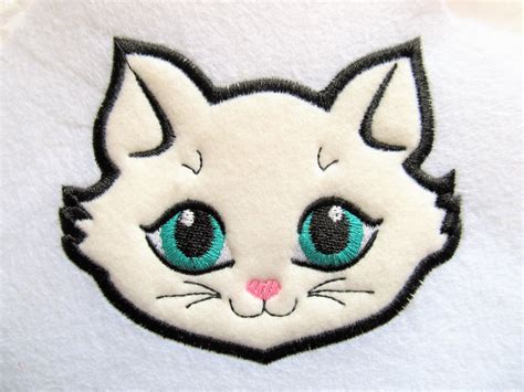 Kitty cat head face applique embroidery designs, cat applique, kitty ...