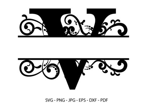 V Alphabet Split Font Monogram Graphic Graphic by RedCreations ...