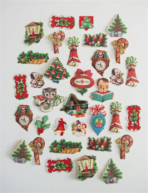 34 Vintage Christmas Seals / Package Envelope Sticker Decorations ...