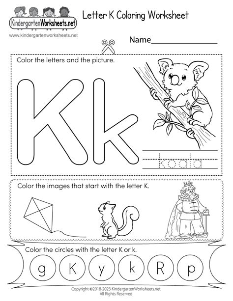 Letter K Worksheets - Letter K Activities For Preschoolers - Worksheets ...