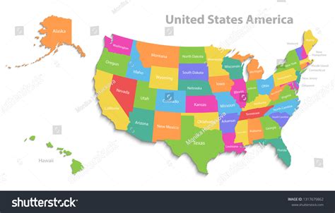 Usa Map Alaska Hawaii Map New Stock Vector (Royalty Free) 1317679862 ...