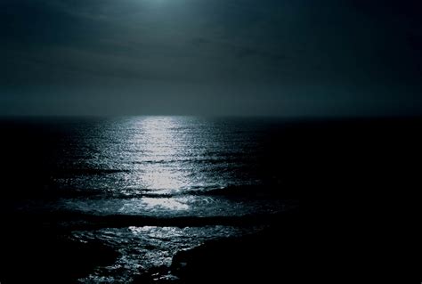 ocean night moonlight and cloud 4k HD Wallpaper