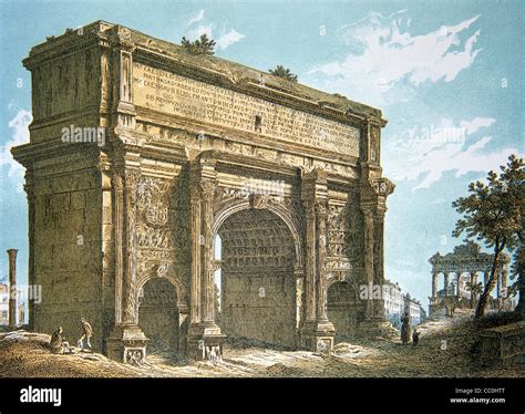 Triumphal Arch of Septimius Severus (AD 203), Rome. Chromolithograph or ...