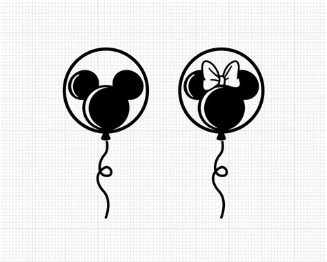 Balloons Mickey Minnie Mouse Bow Balloon Svg and Png - Etsy