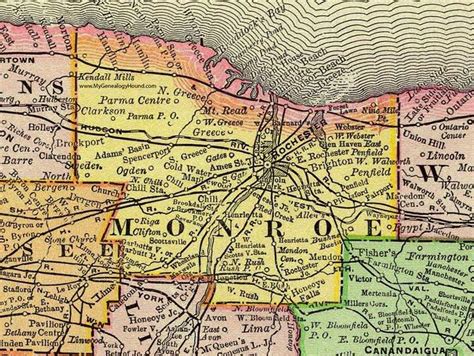 Monroe County, New York, 1897, Map, Rand McNally, Rochester, Brockport ...