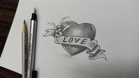 Love Heart Pencil Drawing Images ~ Pencil Drawings Hearts Drawing Heart ...