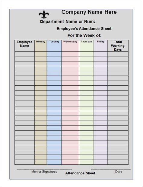 Attendance Sheet Templates - 10+ Free PDF, Word, Excel Documents