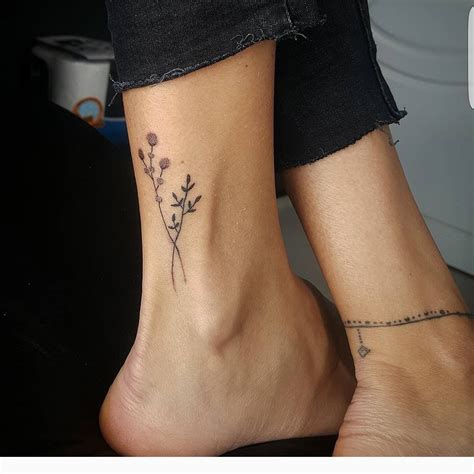 This tiny floral ankle #tattoo is too cute! | Tattoos, Small foot ...