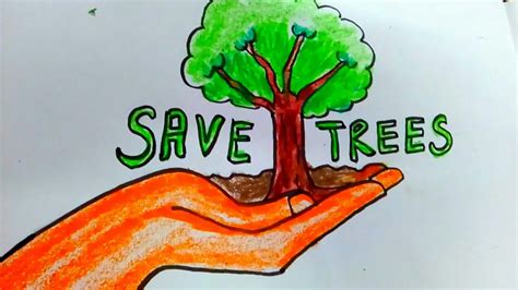 Save Tree Save Life Poster Step By Step Oil Pastel Drawing – Otosection