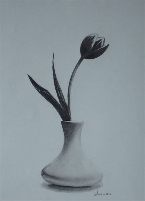 Realistic Easy Flower Vase Pencil Drawing / Cartoon pencil sketches ...