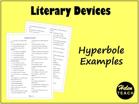 Literary Devices: Hyperbole Examples | Teaching Resources