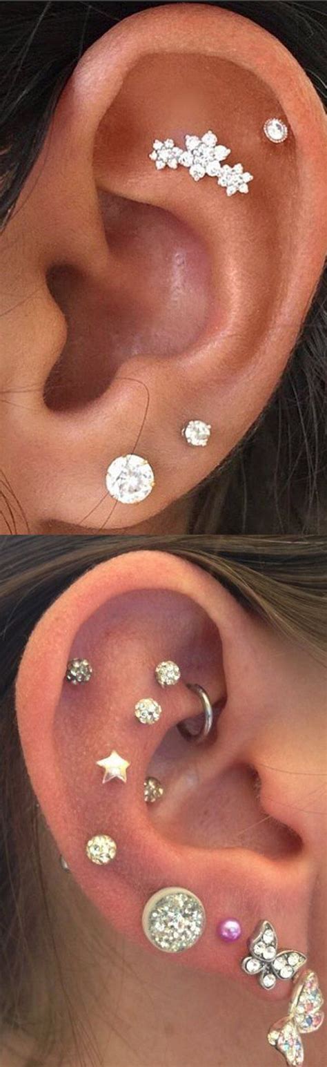 Full Multiple Ear Piercing Ideas Combinations at MyBodiArt.com ...