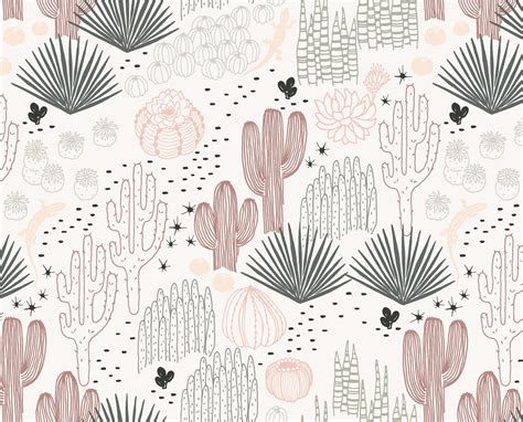 Boho Cactus Wallpaper / Catus Wallpaper / Boho Desert - Etsy