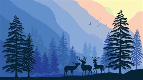 wildlife elk in forest nature landscape vector illustration 3452115 ...