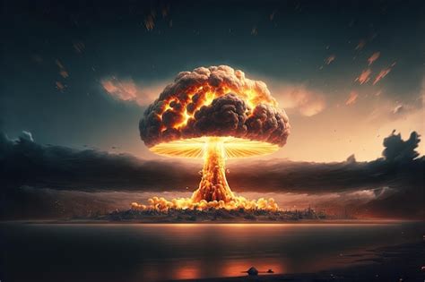 Premium Photo | Nuclear explosion. atom bomb explosion and mushroom ...