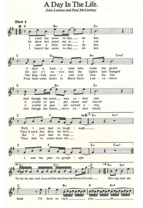 The Beatles A DAY IN THE LIFE Sheet music | Easy Sheet Music