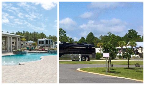 Bus park and pool at Sugar Sands RV Resort