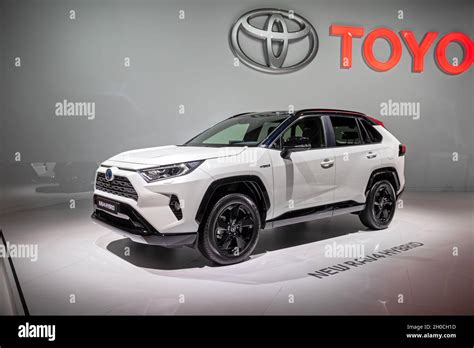 Toyota RAV4 hybrid car showcased at the Paris Motor Show. Paris, France ...