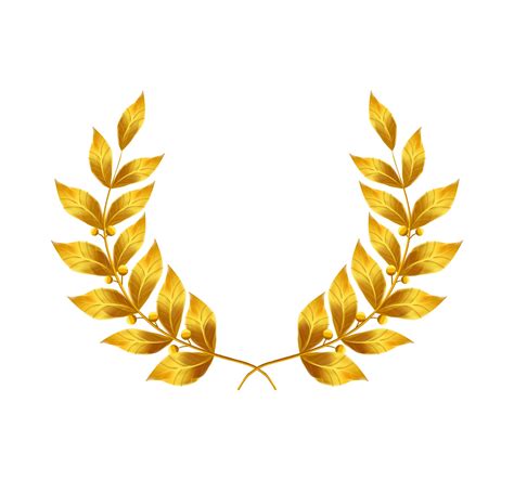 Vector Image Illustration of Gold leaf wreath, Bay Laurel gold, gold ...