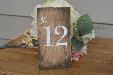 rustic wedding table numbers wood table by RedHeartCreations