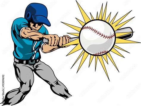 Illustration of baseball player hitting baseball Stock Vector | Adobe Stock