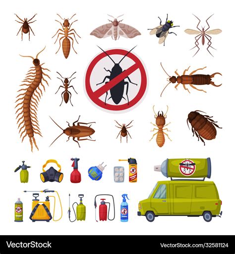 Pest control service set harmful insects Vector Image