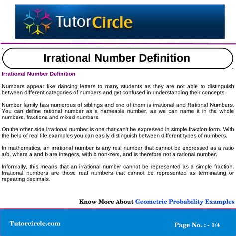 Irrational Number Definition by yatendra parashar - Issuu