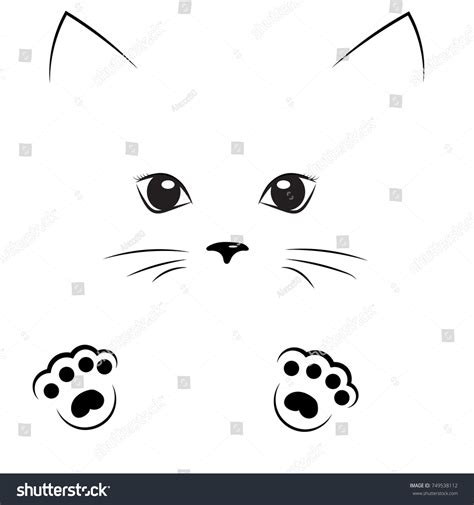 Vector Black Outline Drawing Cute Cat: Stock-Vektorgrafik (Lizenzfrei ...